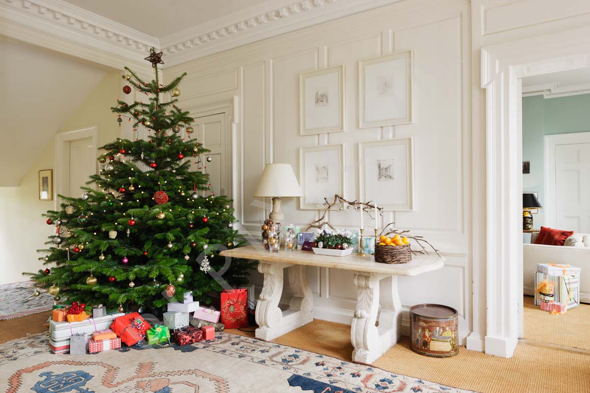 Period restoration manor at Christmas Hallway