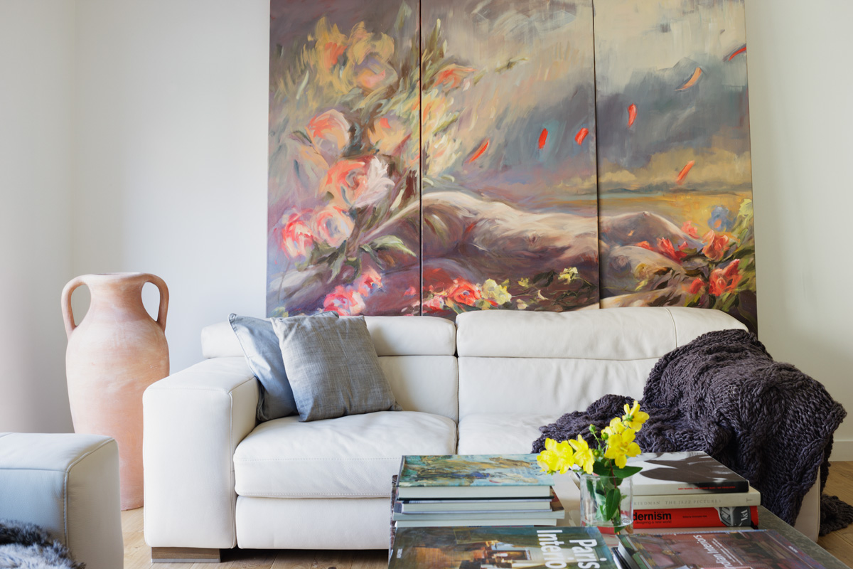 Semi-detached contemporary town house living room