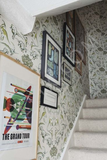 Hallway wallpaper artwork stairs