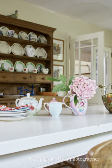 Kitchen table dresser table setting china flowers chairs
