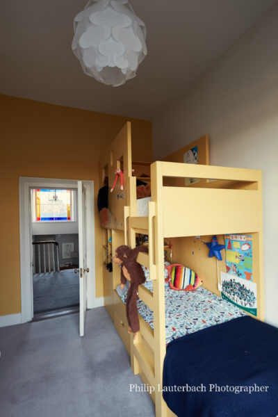 Kids bedroom ,bunk bed .lighting ,toys ,view to hallway