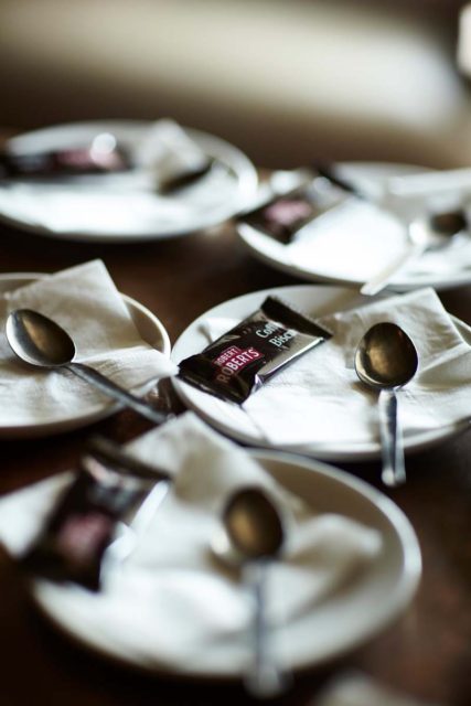 Coffee napkins spoons